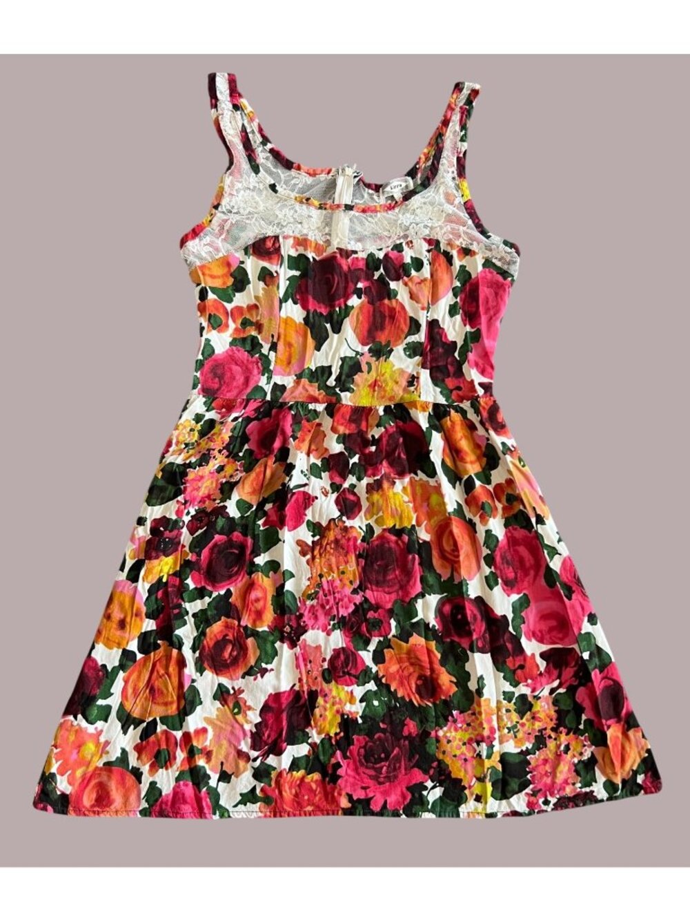 Kirra Floral Lace Trim Sundress Womens Large Multicolor